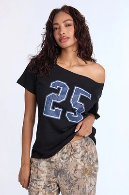 T-shirt à épaules dénudées imprimé 25
