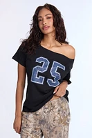 T-shirt à épaules dénudées imprimé 25