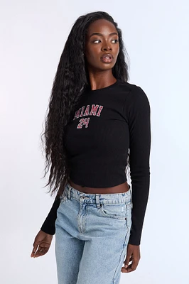Miami 24 Graphic Long Sleeve Baby Tee