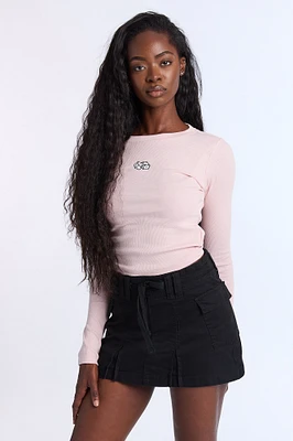 Dice Embroidered Graphic Long Sleeve Baby Tee