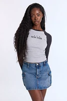New York Stars Embroidered Graphic Raglan Long Sleeve Tee
