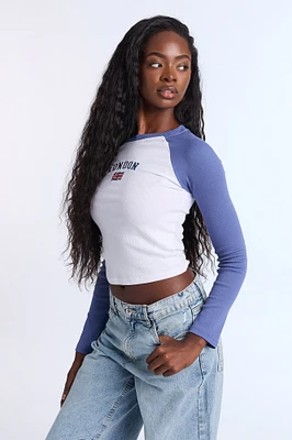 London Embroidered Graphic Raglan Long Sleeve Tee