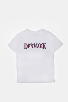 T-shirt coupe garçonne graphique brodé Denmark