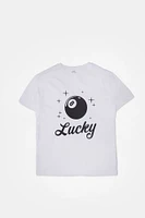 T-shirt coupe garçonne graphique brodé 8 Ball Lucky
