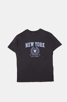 New York Embroidered Graphic Boyfriend Tee