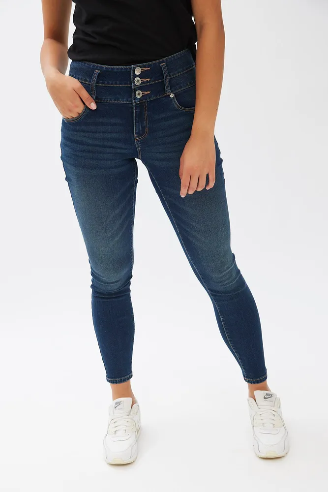 Super High Waisted Stretchy Skinny Jeans - Navy Blue Denim –