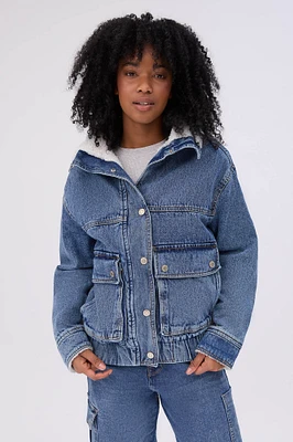 Denim Sherpa Cargo Jacket