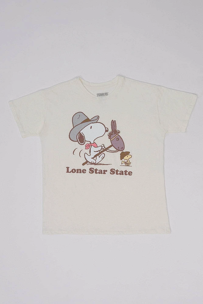 Peanuts Snoopy And Woodstock Lone Star State Graphic Relaxed Tee