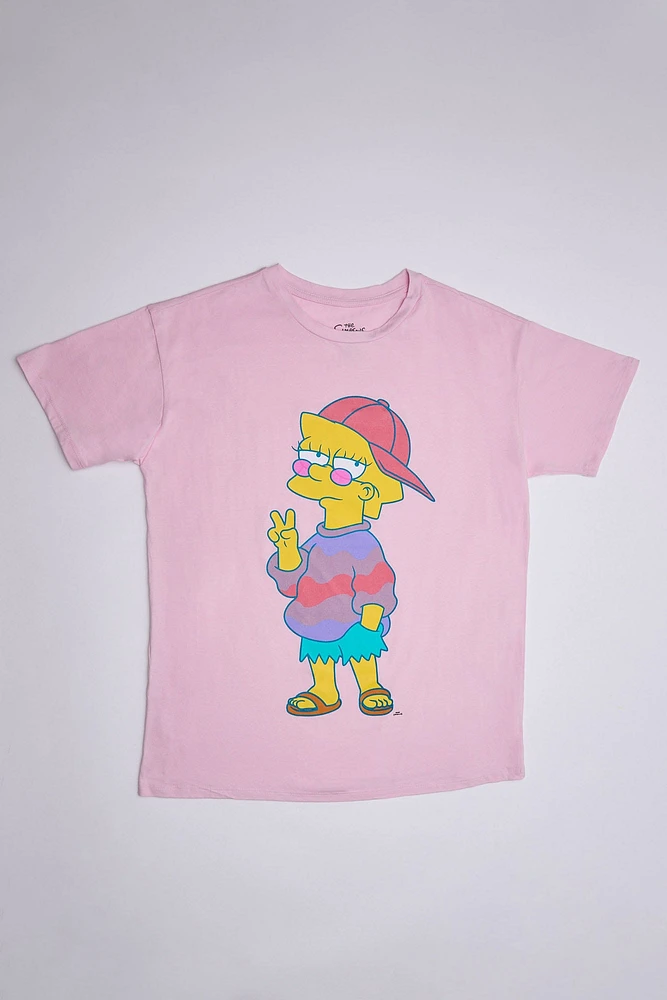 T-shirt décontracté imprimé graphique Lisa Simpson The Simpsons