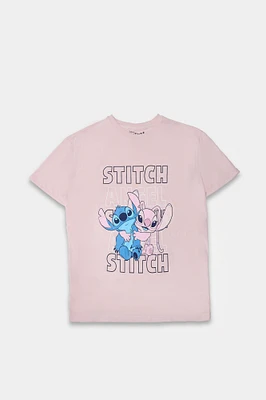 Stitch And Angel Hug Graphic Boyfriend Tee