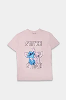 Stitch And Angel Hug Graphic Boyfriend Tee