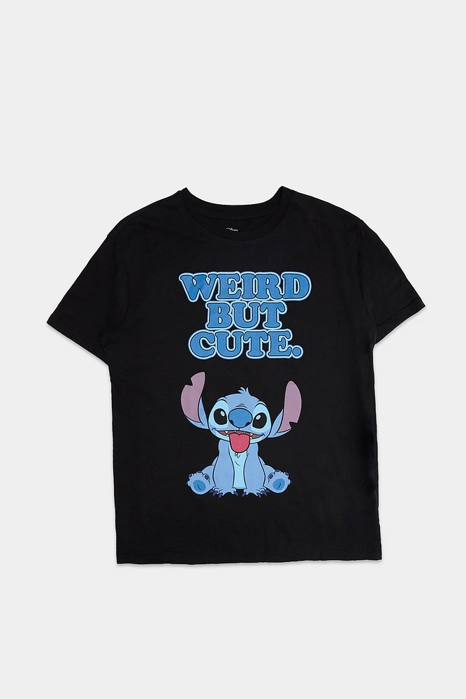 T-shirt coupe garçonne imprime? graphique Stitch Weird But Cute