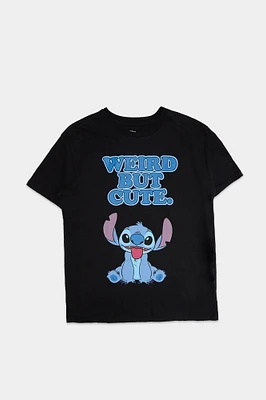 T-shirt coupe garçonne imprime? graphique Stitch Weird But Cute