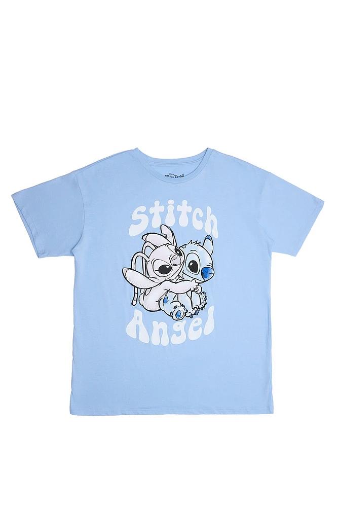 T-shirt classique imprimé graphique Stitch And Angel Hug