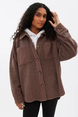 Sherpa Button-Up Shirt Jacket
