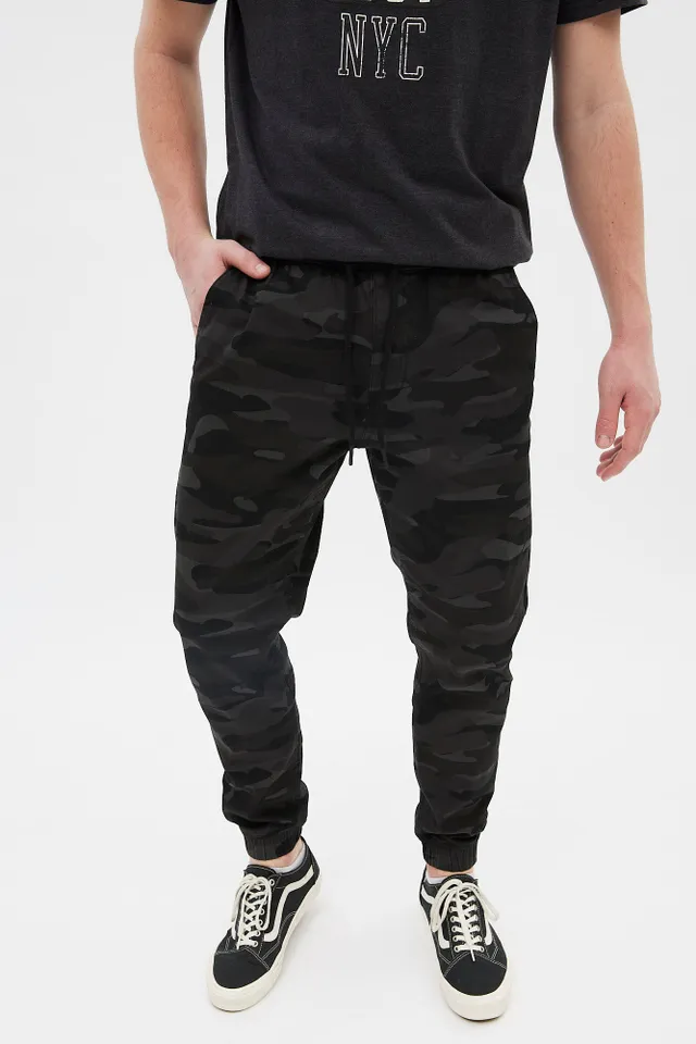 Ardene Mid Rise Double Cargo Sweatpants in Black