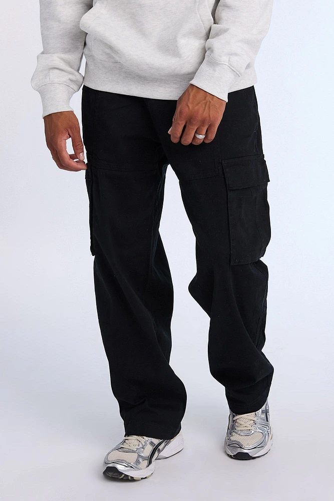 Pantalon cargo ultra-ample en sergé
