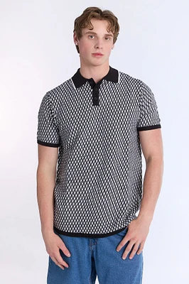 Jacquard Short Sleeve Sweater Polo