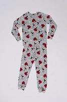 Girls' Peanuts Snoopy Winter Coat Printed 2-Piece Pajama Top And Jogger Set