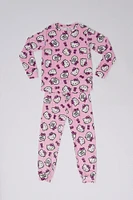 Girls' Hello Kitty Bow Printed 2-Piece Pajama Top And Jogger Set