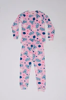 Girls' Care Bears Printed 2-Piece Pajama Top And Jogger Set