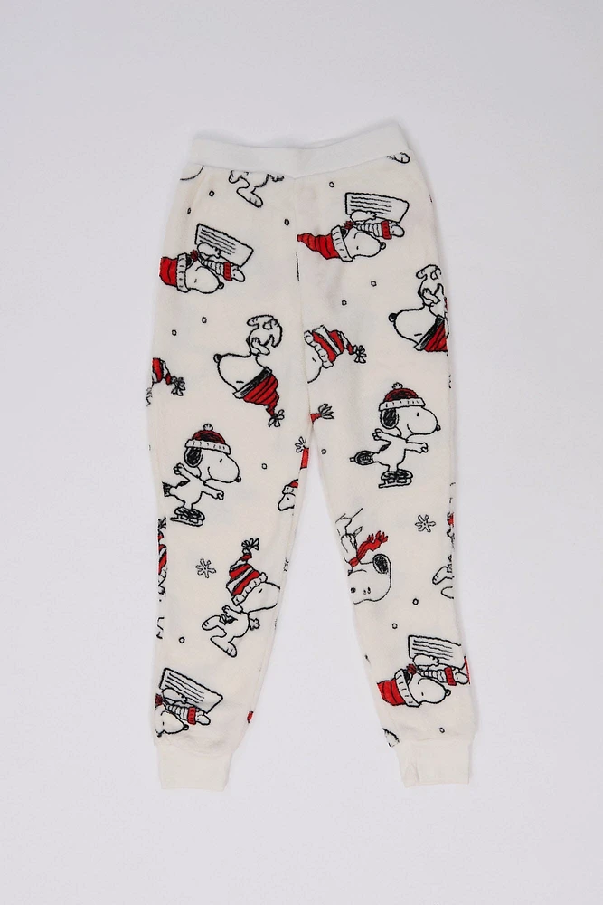 Girls' Peanuts Snoopy Snow Sledding Printed Pajama Jogger