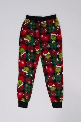 Kids' The Grinch Plaid Printed Pajama Jogger