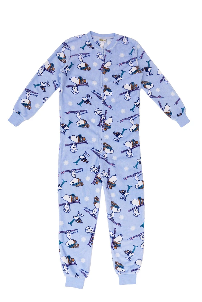 Girls' Peanuts Snoopy Snow Sports Printed Crew Neck Onesie