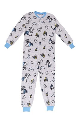 Girls' Peanuts Snoopy And Woodstock Moon Crescents Printed Crew Neck Onesie