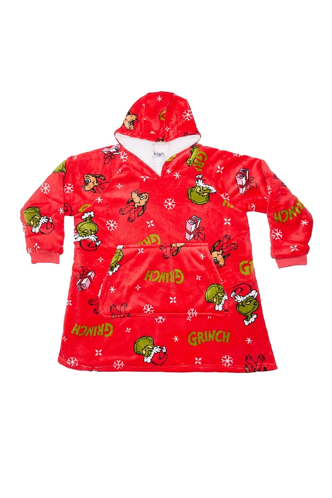 Girls' The Grinch And Max Printed Oversized Hoodie