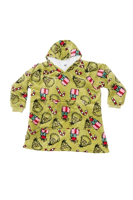 Kids' The Grinch Candy Cane Printed Oversized Hoodie