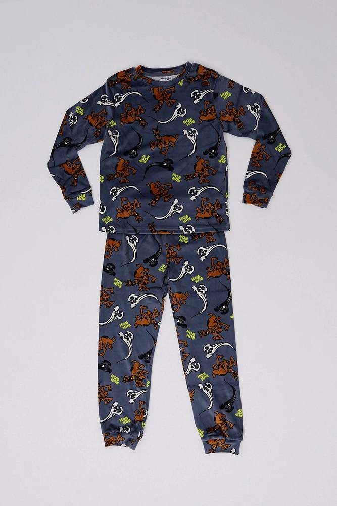 Girls' Scooby-Doo Printed 2-Piece Pajama Top And Jogger Set