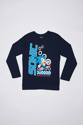 Boys' Sonic The Hedgehog Race Graphic Long Sleeve Tee