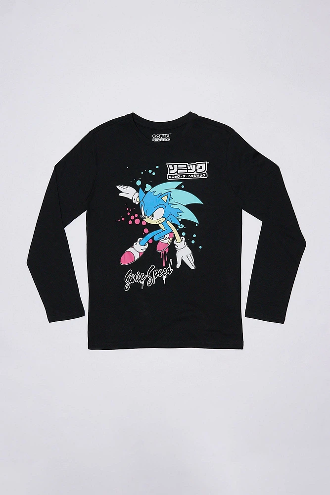 Boys' Sonic The Hedgehog Graphic Long Sleeve Tee