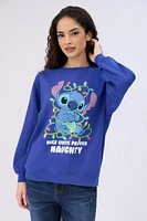 Stitch Nice Until Proven Naughty Graphic Crew Neck Sweatshirt