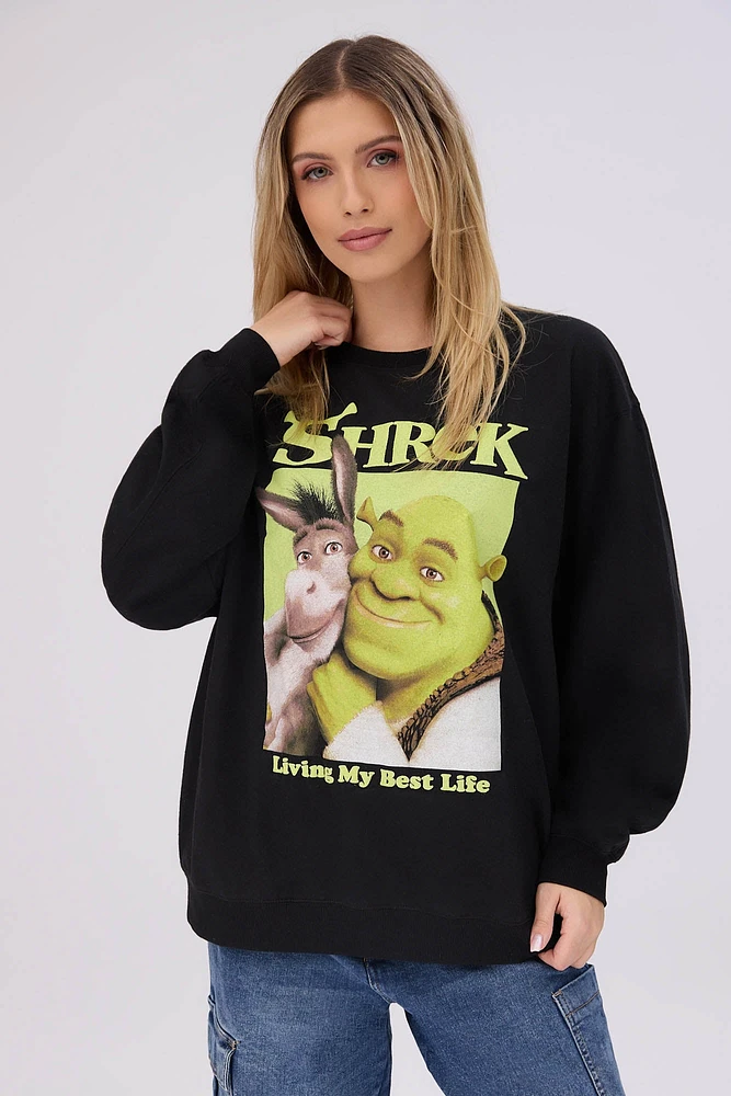 Shrek And Donkey Graphic Crew Neck Sweatshirt