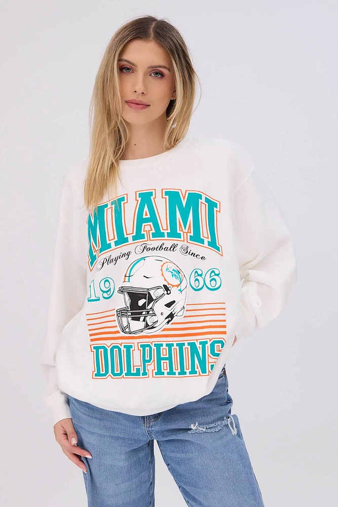 Miami Dolphins Graphic Crew Neck Sweatshirt