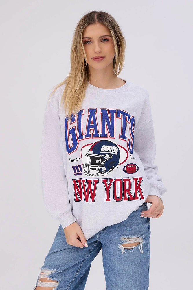 Sweatshirt ras du cou imprimé graphique New York Giants