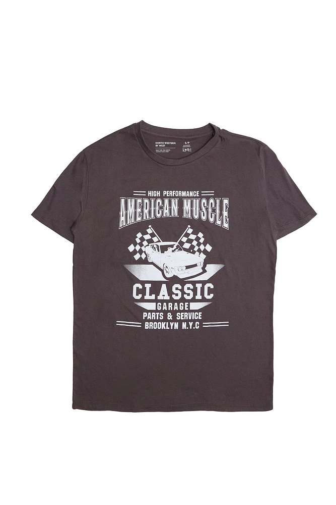 T-shirt décontracté imprime? graphique Classic Garage American Muscle