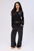 Wicked Rhinestones Velour Zip-Up Hoodie And Sweatpants 2-Piece Set