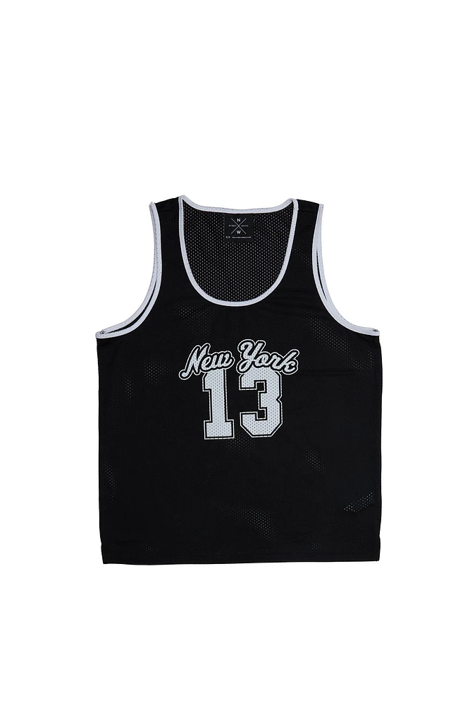 Graphic Crew Neck Sleeveless Mesh Jersey