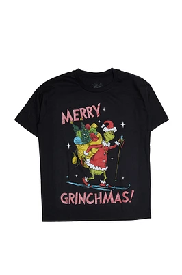 T-shirt décontracté imprimé graphique Merry Grinchmas