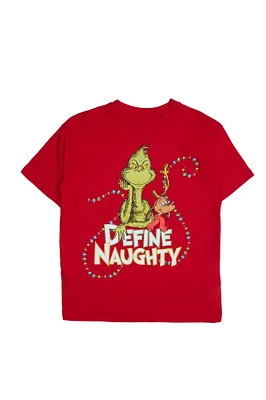 T-shirt décontracté imprimé graphique The Grinch And Max Define Naughty