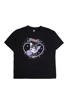 Kuromi Heart Graphic Glitter Relaxed Tee