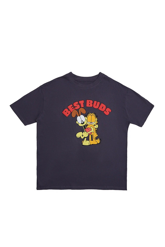 T-shirt décontracté imprime? graphique Garfield And Odie Best Buds