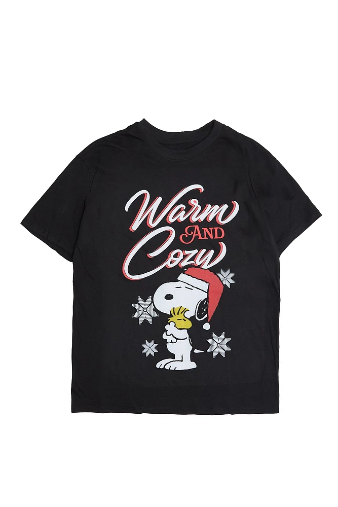 Peanuts Snoopy And Woodstock Warm Cozy Graphic Relaxed Tee