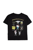 T-shirt décontracté imprimé graphique Hello Kitty And Friends Which Friend Are You