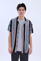 Striped Print Short Sleeve Resort Shirt