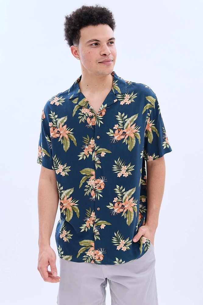 AERO Tropical Print Short Sleeve Resort Shirt