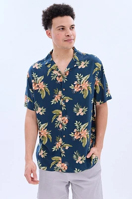 AERO Tropical Print Short Sleeve Resort Shirt